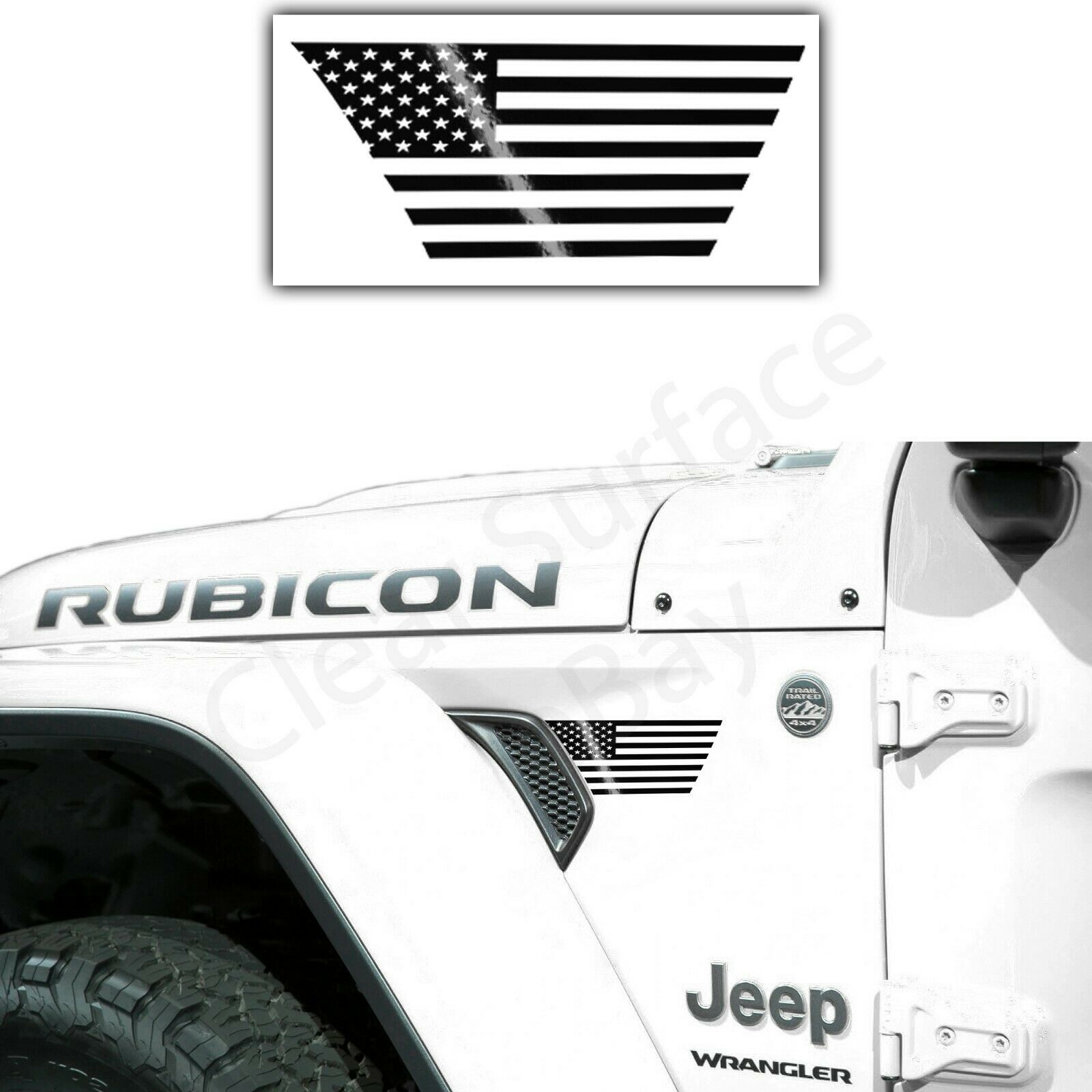 Side Fender Vent American Flag Vinyl Decal Fits Jeep Wrangler JL 2018