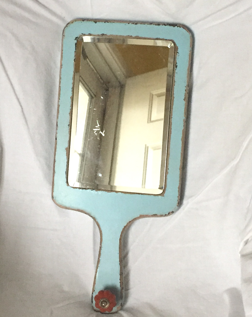 Hobby Lobby decorative wall mirror vintage style distressed blue