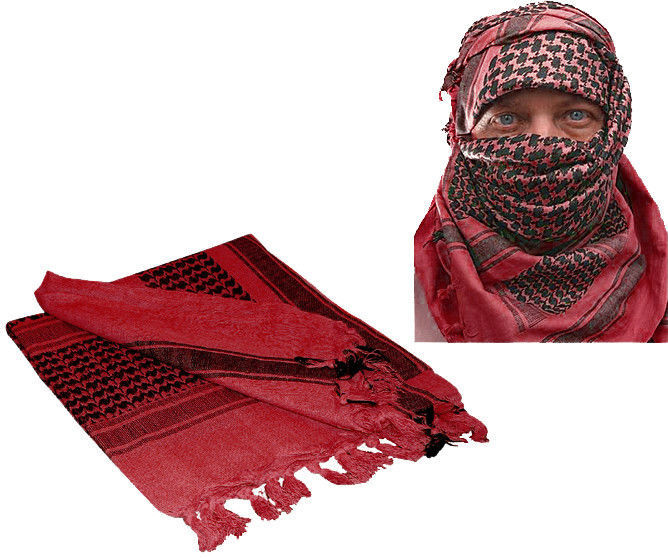 Red And Black Shemagh Tactical Desert Keffiyeh Arab Heavyweight Scarf Scarves