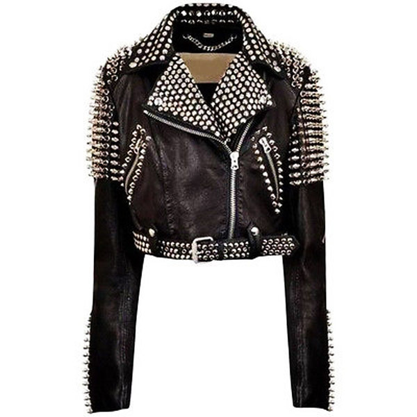 New handmade Studded Black Leather Jacket For Women - Coats & Jackets