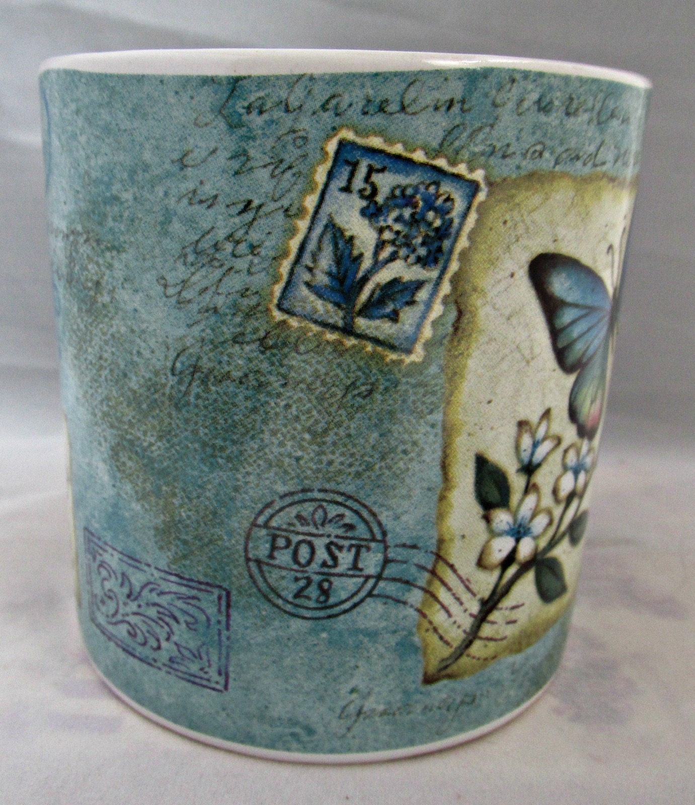 Mariposa Garden Mug Coffee Cup Tea Cocoa Blue Butterfly Dragonflies New