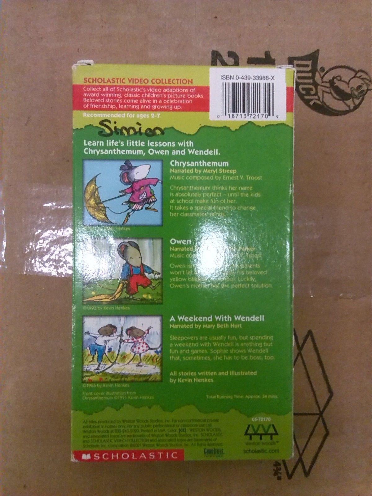 Scholastic Video Collection Chrysanthemum and More kevin Henkes Stories