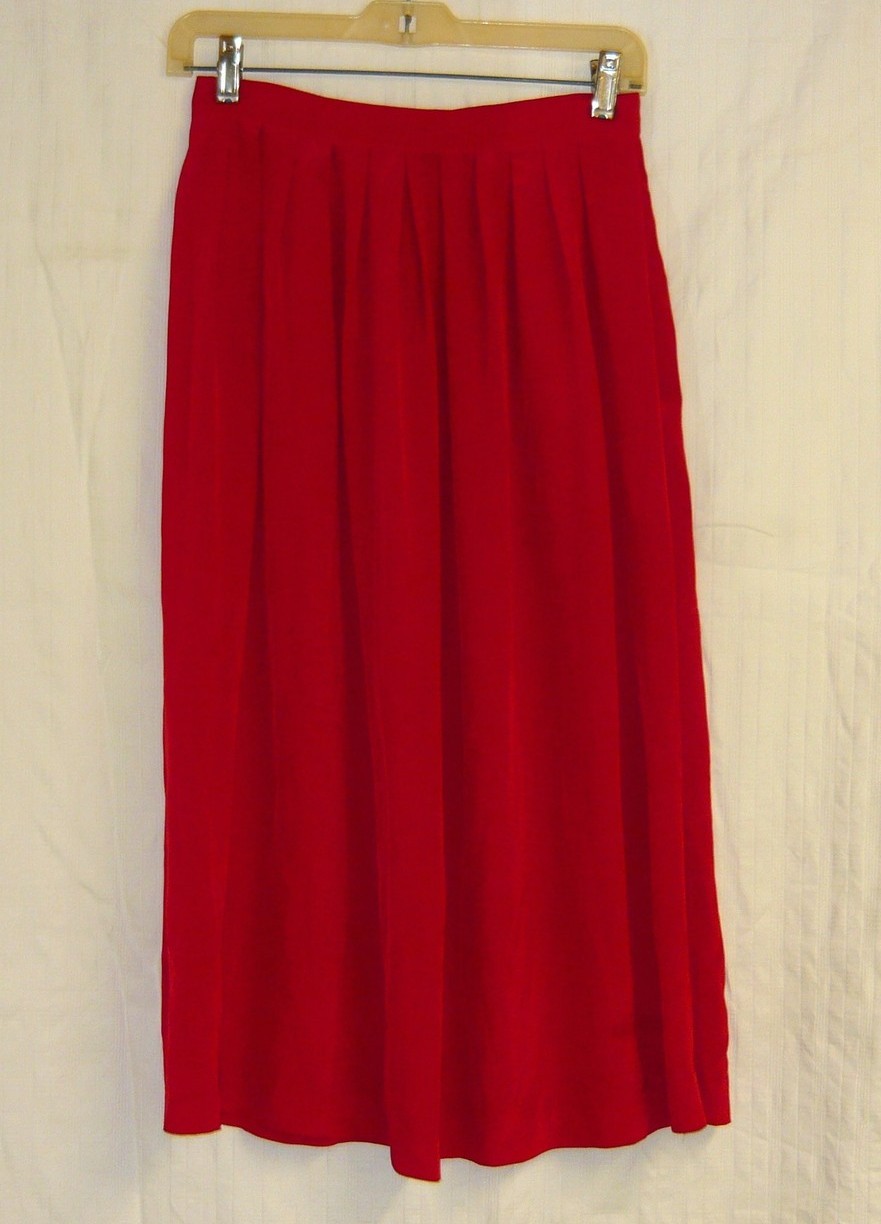 Silky Red Dirndl Skirt Sz. 8 - Skirts