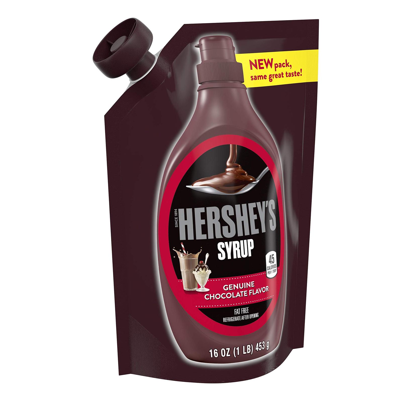 HERSHEY'S Chocolate Syrup Pouch, 16 Ounce (Pack of 6) Candy