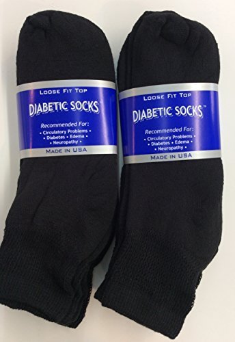 6 Pairs of Mens Black Diabetic Ankle Socks 10- 13 Size [Health and Beauty]