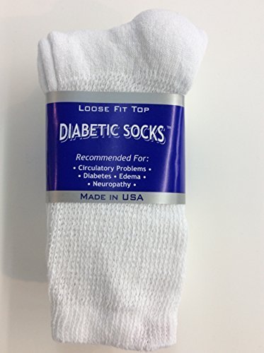 3 Pairs of Mens White Diabetic Crew Socks 13-15 Size [Health and Beauty]