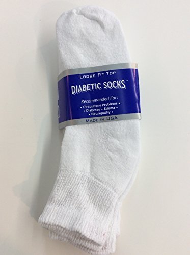 3 Pairs of Mens White Diabetic Ankle Socks 13-15 Size [Health and Beauty]