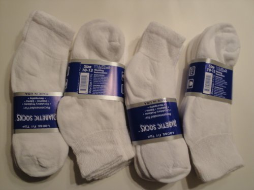 Diabetic low cut WHITE golf style Socks mens sock size 10-13, 1 dozen Pairs