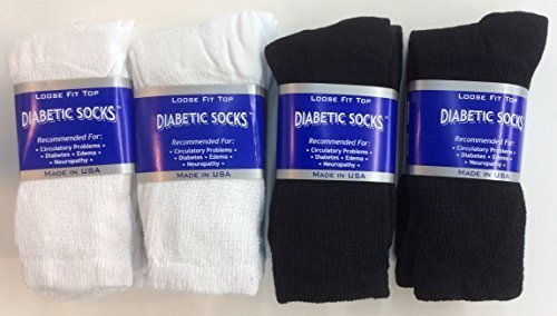 12 Pairs of Mens Black and White Diabetic Crew Socks 10- 13 Size