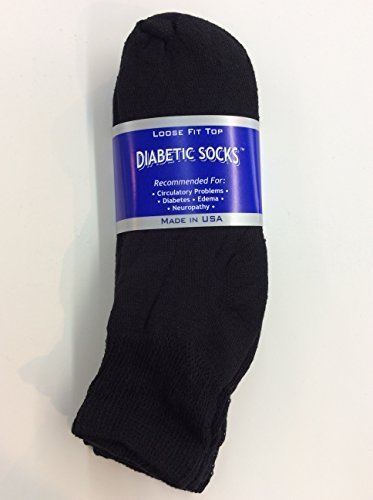 3 Pairs of Mens Black Diabetic Ankle Socks 13-15 Size [Health and Beauty]