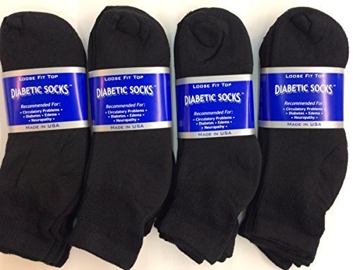 12 Pairs of Mens Black Diabetic Ankle Socks 13-15 Size [Health and Beauty]