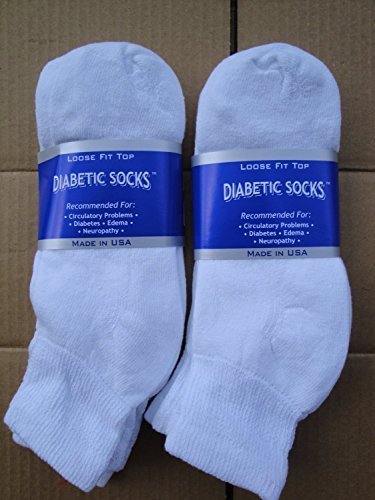6 Pair of Mens White Diabetic Ankle Socks. 10-13 Size [Health and Beauty]