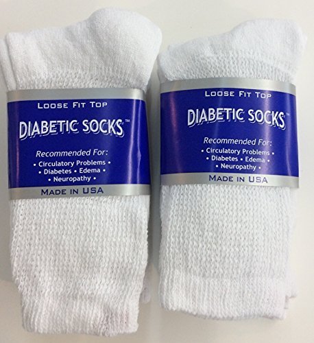 6 Pairs of White Diabetic Crew Socks 9-11 Size [Health and Beauty]