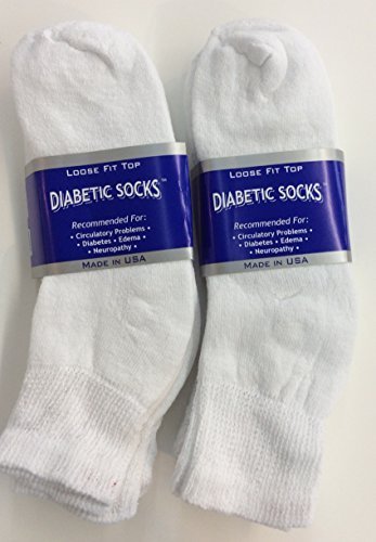 6 Pairs of Mens White Diabetic Ankle Socks 13-15 Size [Health and Beauty]