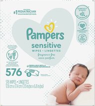 Pampers Sensitive Baby Wipes Hypoallergenic Unscented 576 Count 8 Refill Packs  - $21.76
