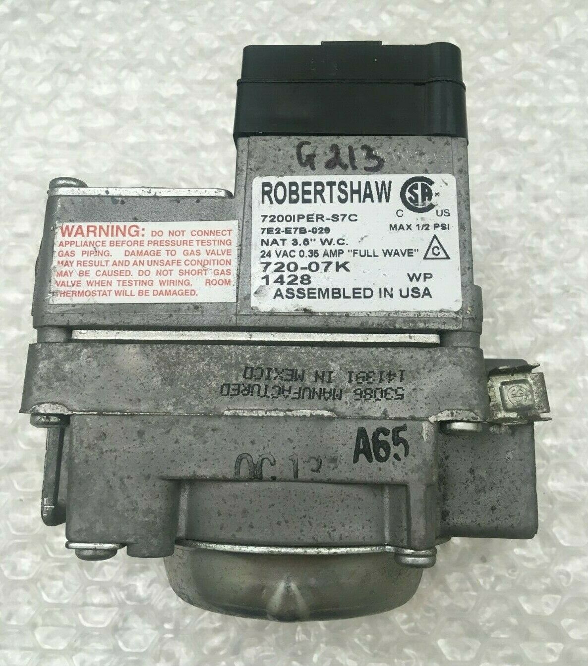 Primary image for Robertshaw 7200IPER-S7C 7E2-E7B-029 Furnace Gas Valve used FREE shipping #G213*