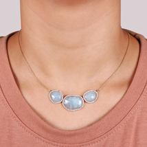 Solid 14k Gold Natural Diamond Aquamarine Gemstone Necklace Gift For Her - $2,310.00