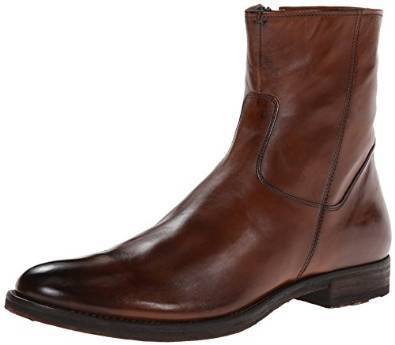 MEN SIDE ZIPPER LEATHER BOOT,MEN ANKLE-HIGH LEATHER BOOT, BROWN LEATHER ...