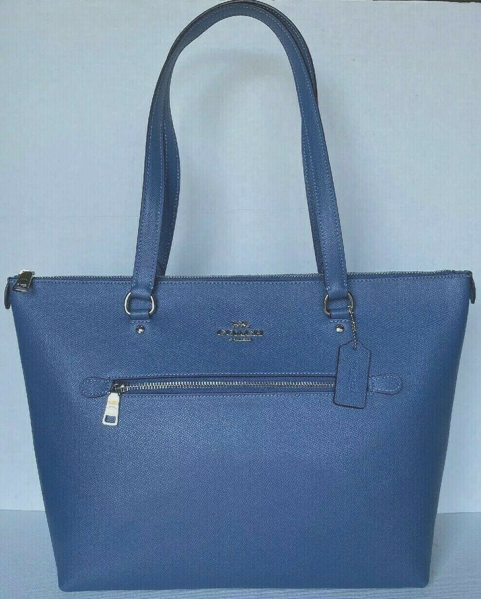 New Coach 79608 Gallery Tote Crossgrain Leather handbag Blue Lavender ...