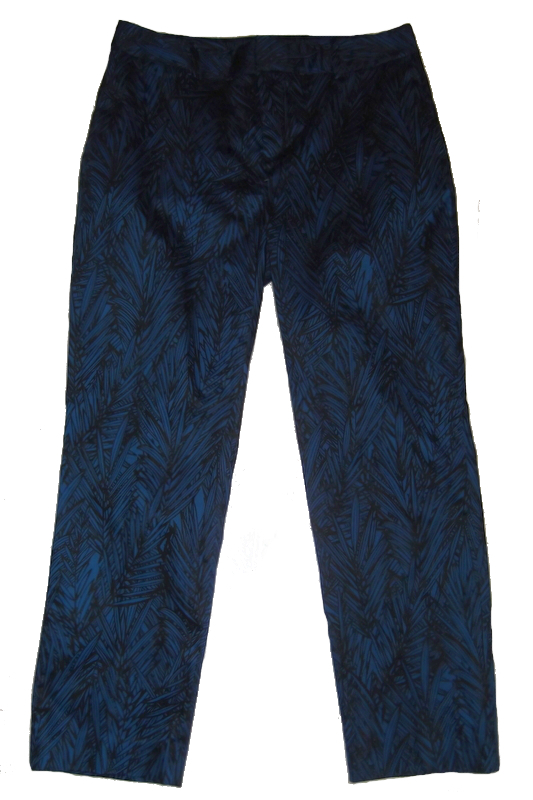 Womens Pants Size 4 Coldwater Creek Blue Black Leaf Print Natural Fit ...