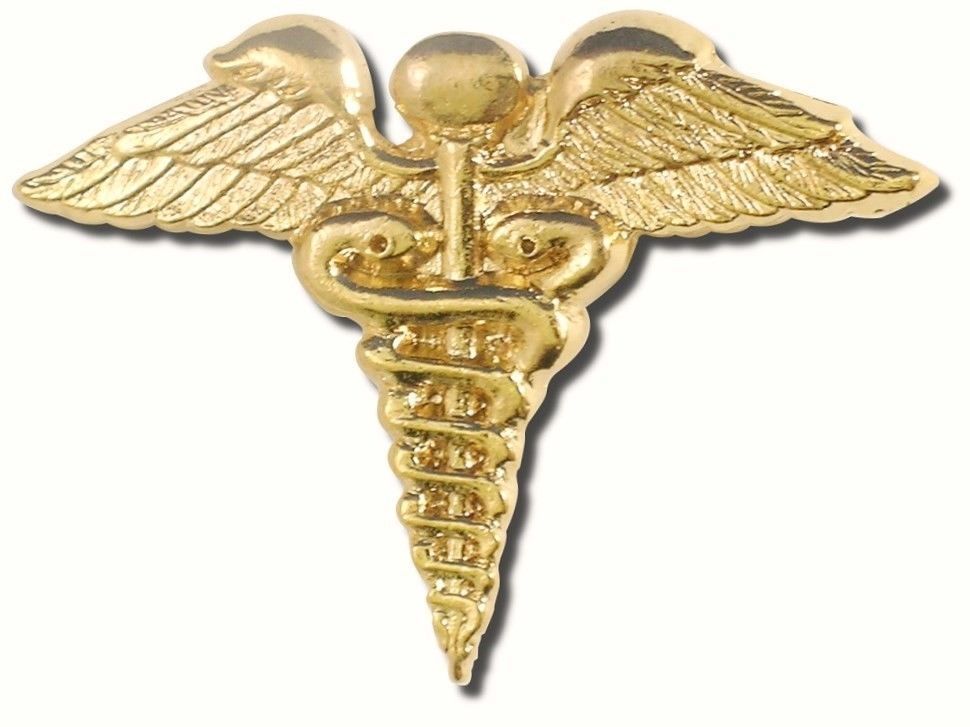 Caduceus Wings Lapel Pin Military Medic Medical Emblem Gold Plate EMT ...