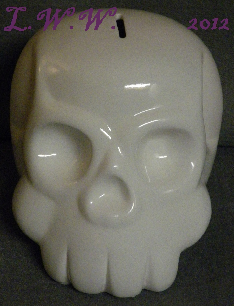 White Skull Large Ceramic Coin Bank Gothic Punk Morbid Piggy Bank Other