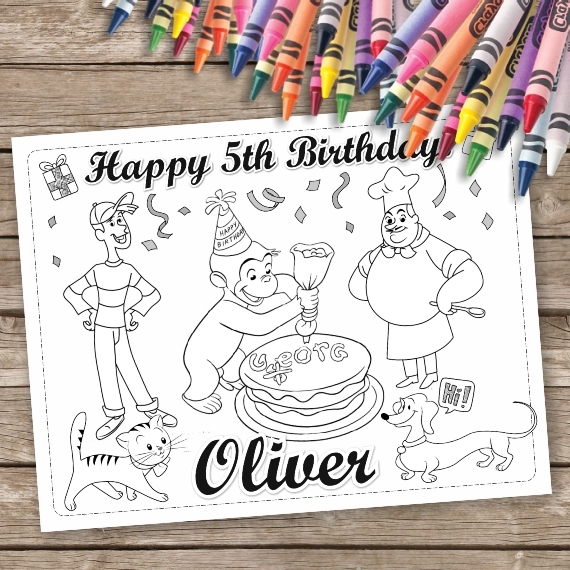 Curious George Birthday Cake Coloring Page