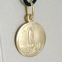 18K YELLOW GOLD OUR SENORA LADY OF FATIMA, VIRGIN MARY ROUND MEDAL, ITALY, 15 MM image 3