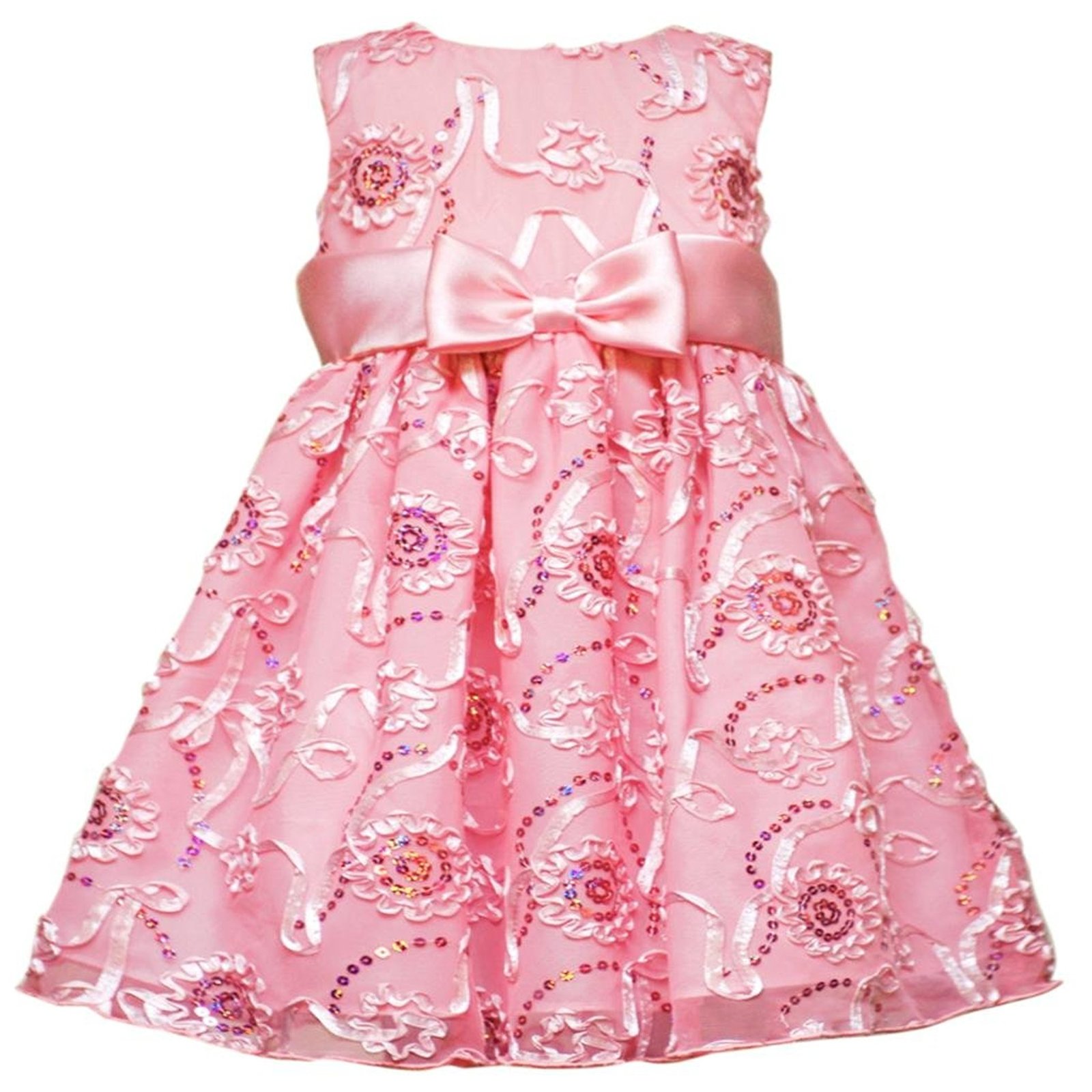 Rare Editions Baby Girl 12M24M Pink Sequin Soutache Mesh Overlay Dress Dresses