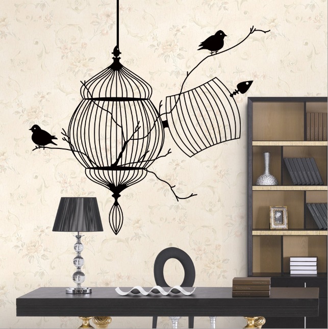 Birdcage black Wall Decal Living Room Decal Bedroom Vinyl Wall Sticker