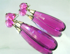 Vintage Purple Transparent  Lucite Long Dangling Earrings 1960-70&#39;s - $12.00