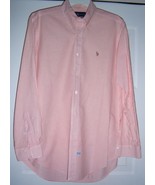 RALPH LAUREN Men&#39;s Blue Label Pink Striped Oxford Shirt L/S Size 15 1/2 ... - $34.82