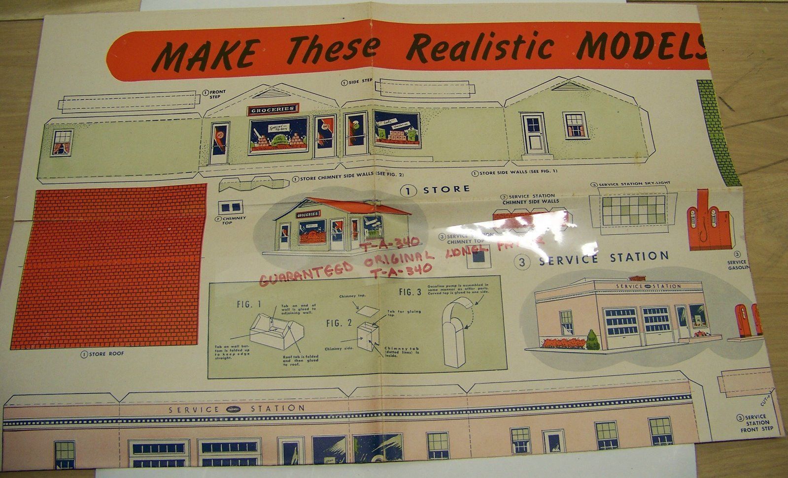 Lionel train 1948 paper buildings cutout original foldout poster ...