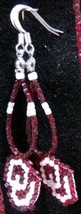 Native American Handmade Oklahoma Sooners OU Beaded Earrings Glass Beads... - $24.99