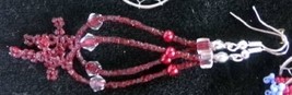 Native American 3&quot; Beaded CROSS Dangle Earrings Crimson Red Clear Glass ... - $24.99