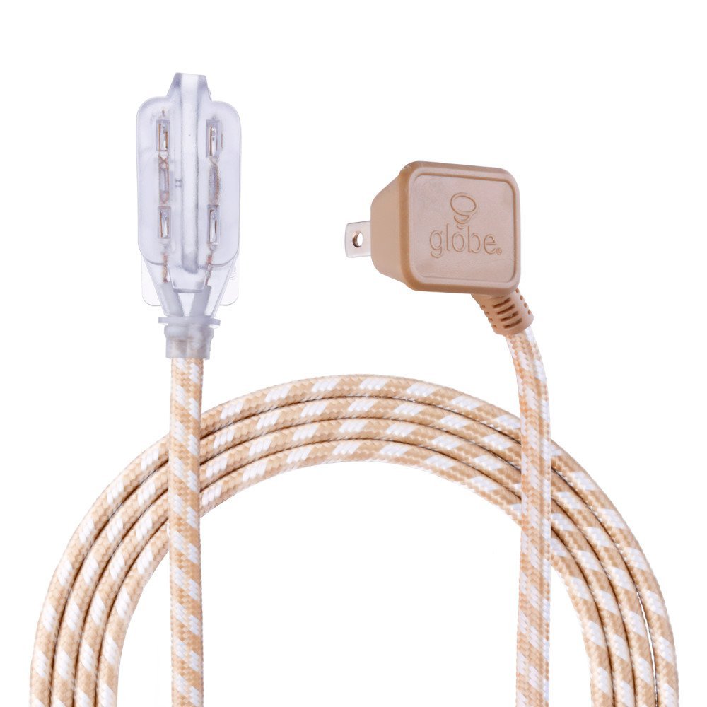 Globe Electric 22836 Designer Series 9ft Fabric Extension Cord, 3 Polarized Out Extension Cords
