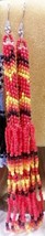 Native American Dance Regalia Beaded Earrings 4&quot; Cut Glass Red Yellow Bl... - $39.99