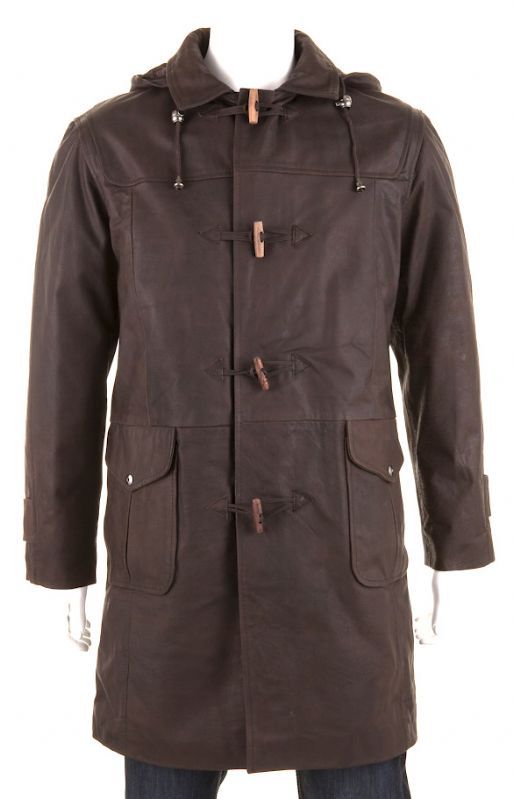 Handmade mens brown hooded leather coat, Mens trench coat, men's hooded ...