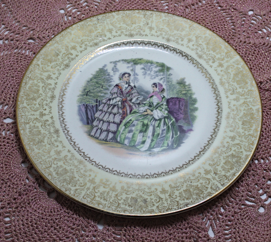 2 Vintage Imperial by SALEM CHINA CO. 23 Karat Gold Victorian Scene ...