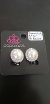 Paparazzi Earrings Clip-Ons (New) Romantically Regal White CLIP-ON Earring #5034 - $7.61