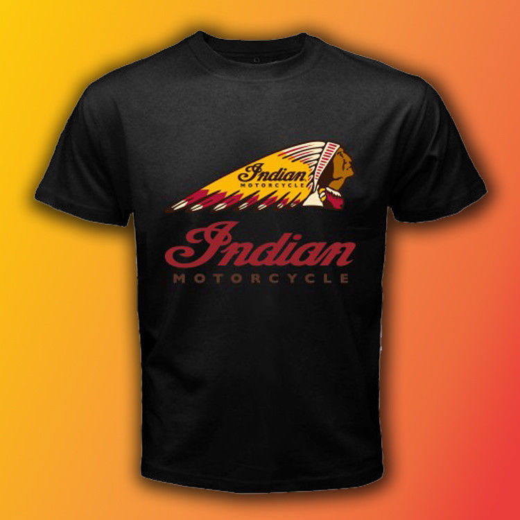 Retro Indian Motorcycle Logo Black T-Shirt Size S-3XL - T-Shirts