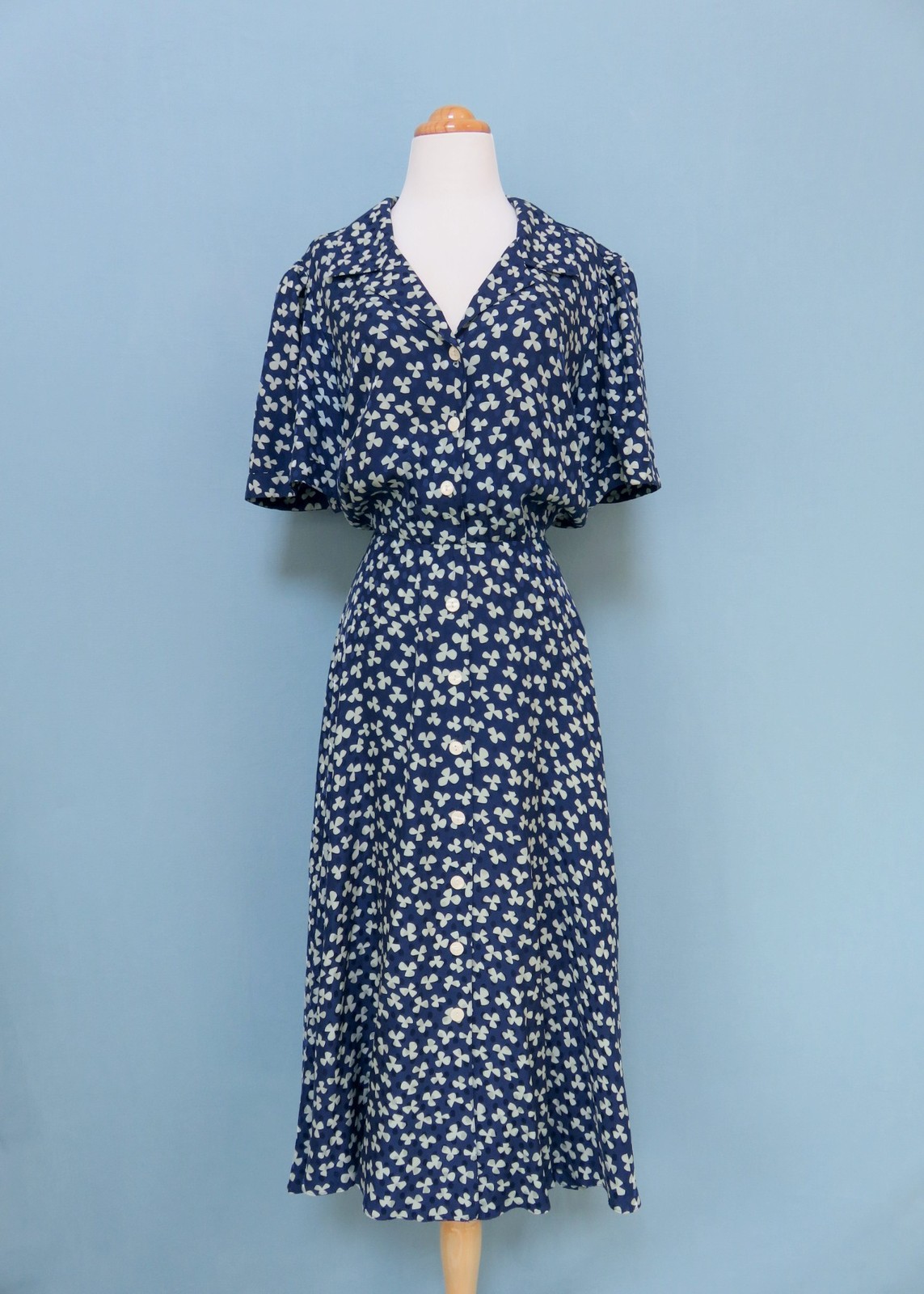 Blue Floral Dress 1940s Style Blue Dress Vintage Dresses