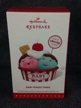 Hallmark Keepsake Ornament Baby Makes Three! Christmas 2015 Ice Cream Family New - $9.97