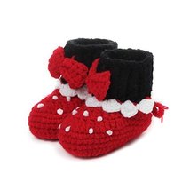 Baby Infant Handmade Crochet Shoes Knit Warm Sock Newborn Gift 10-12CM RED