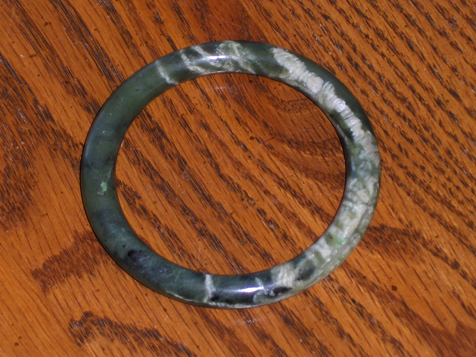 Jade Bangle Bracelet Green Solid Round - Bracelets