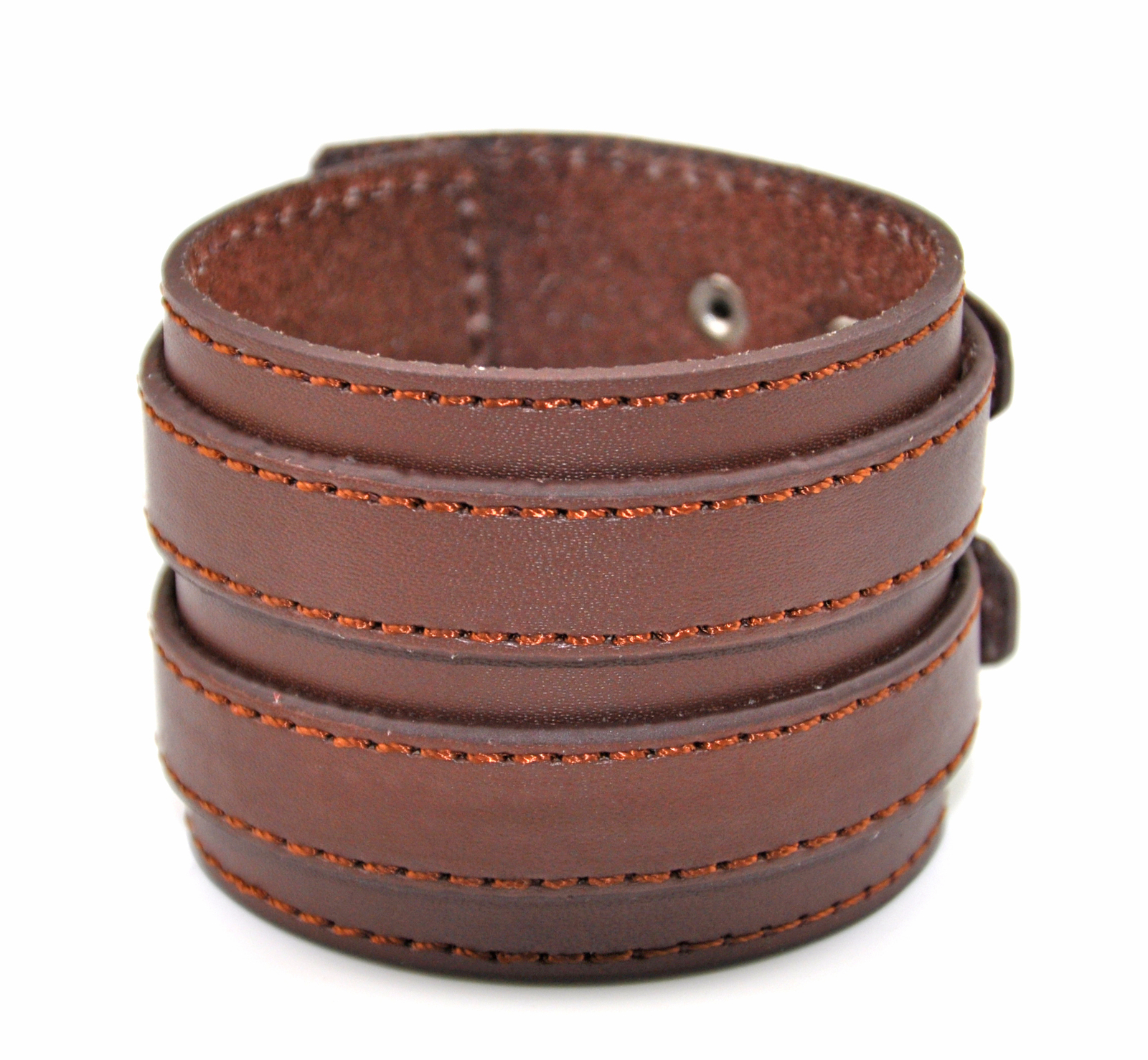 men's genuine leather bracelet wristband Double buckle bracelet straps ...