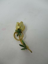 Vintage Gold Tone Rose Flower  Pin Brooch - $8.90