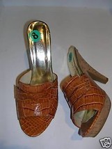 Michael Kors Brown Croco Leather Camden Mule Slide Sandal 8.5 M New Nwob - $79.20