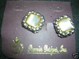 Premier Design Silver & Alabaster Square Earrings NEW - $18.81