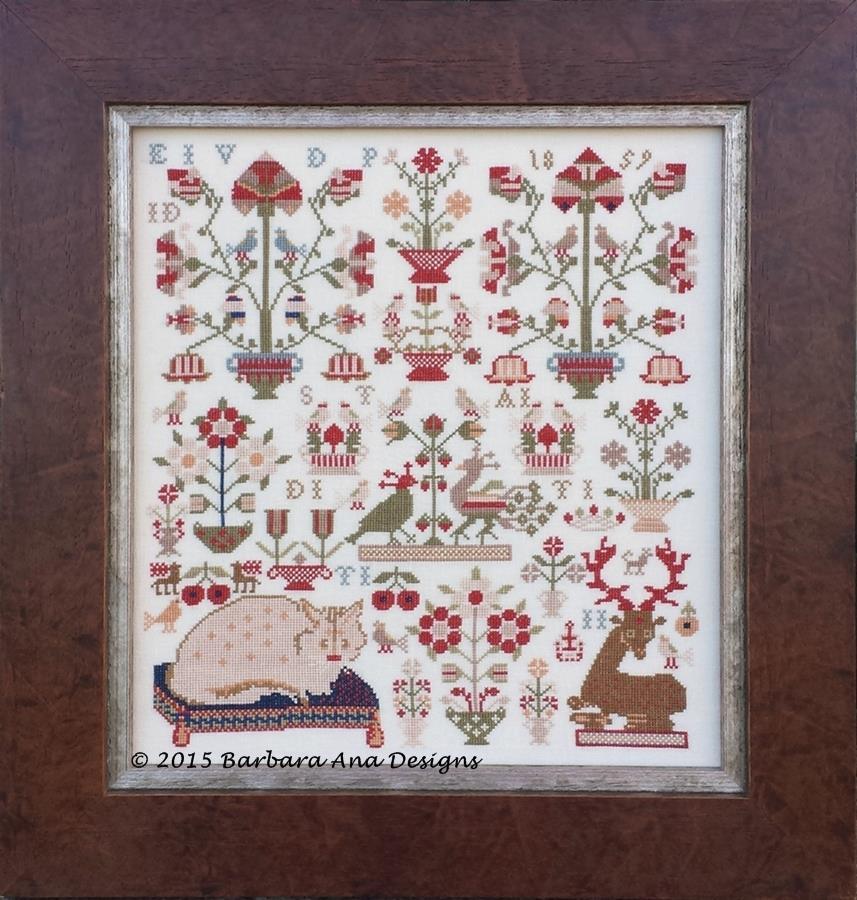 The Feathered Whisperers cross stitch chart Barbara Ana Designs.